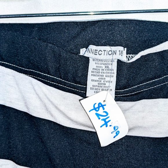 Connection Womens Fitted Size XL Black and White Striped Strapless T Shirt Dress - Picture 2 of 4